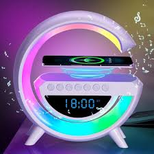 Multi-functional Led Clock Display Speaker G Lamp Bt- 3401 | Led Wireless Charging Speaker, G-shaped Speaker Light, Bluetooth Mp3 Player, Night Light And Alarm Clock