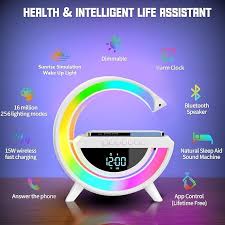 Multi-functional Led Clock Display Speaker G Lamp Bt- 3401 | Led Wireless Charging Speaker, G-shaped Speaker Light, Bluetooth Mp3 Player, Night Light And Alarm Clock